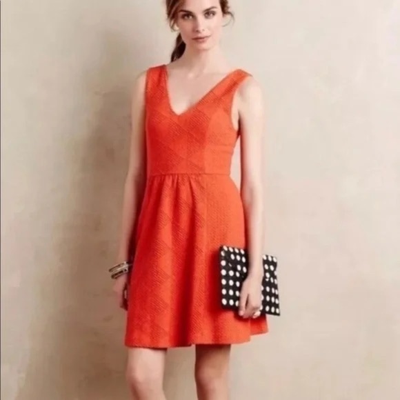 Anthropologie Maeve Double V Skater Flare Mini Dress EUC Size - 2 - Picture 3 of 11
